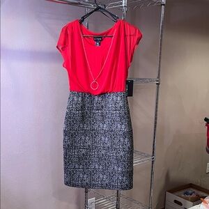 Enfocus Studio Red and Black Midi Dress